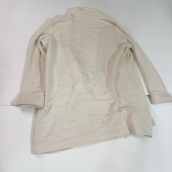 Vintage Gispa Cardigan Women Medium Cream Textured Merino Wool Blend Draped Open - Picture 8 of 9